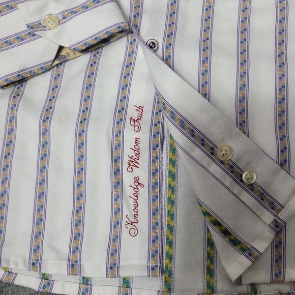 Robert Graham Colorful Men's Dress Shirt Size M Cotton & Silk Long Sleeve - Picture 6 of 11